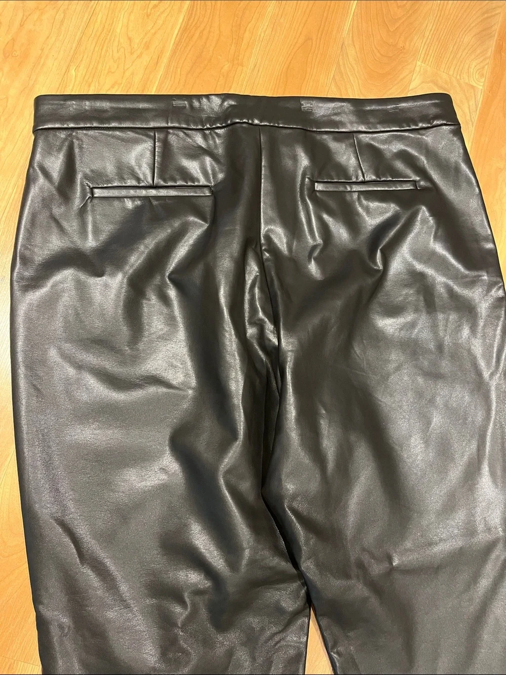 J. Crew Kate BU141 Black Faux Leather ankle Straight-Leg Pants size 16